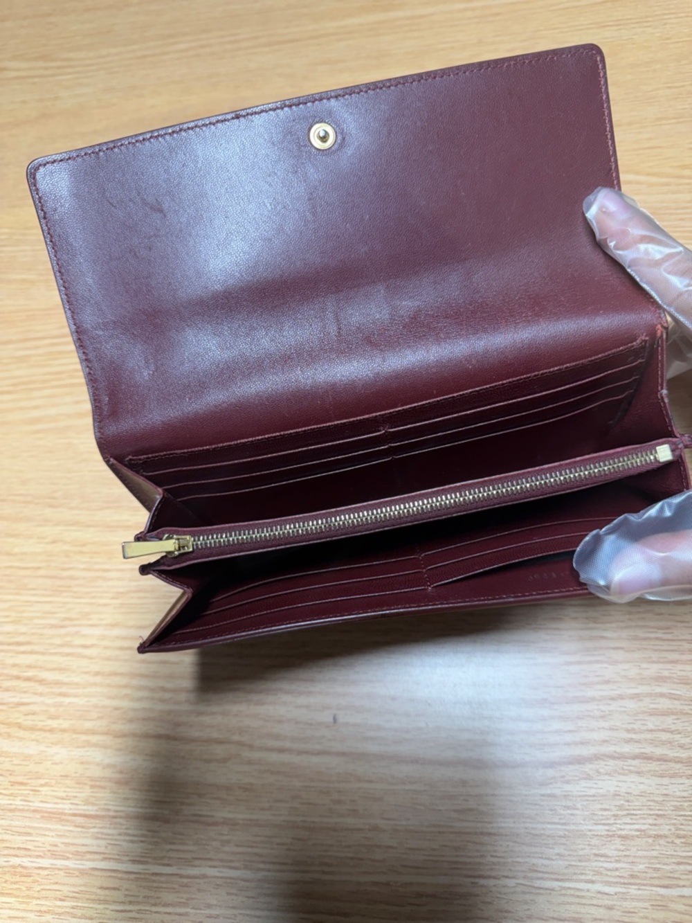 Celine Burgundy Leather Foldover Wallet (authentic) - Picture 3 of 16